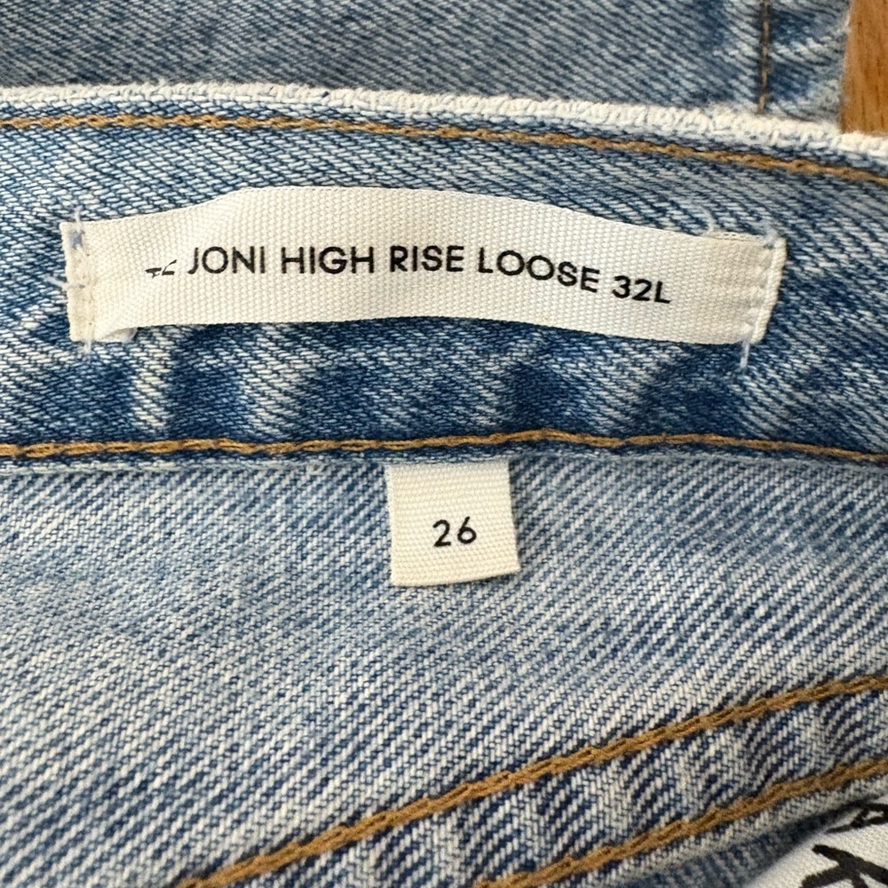Aritzia Denim Forum Joni High Rise Loose Blue Distressed Jean Size 26 Cotton - Picture 8 of 14